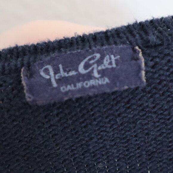 John Galt Blue & White Argyle Knit Button-Up Cardigan – One Size - Picture 3 of 3